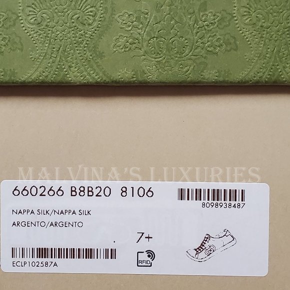 GUCCI SNEAKERS NEW ACE SILVER LEATHER INTERLOCKING G LOGO SHOES 7.5G 8 US - Picture 14 of 14